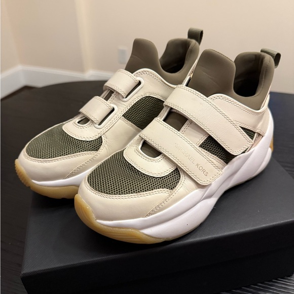COPY - Michael Kors Kids' Cream and Green Sneakers - Picture 1 of 6